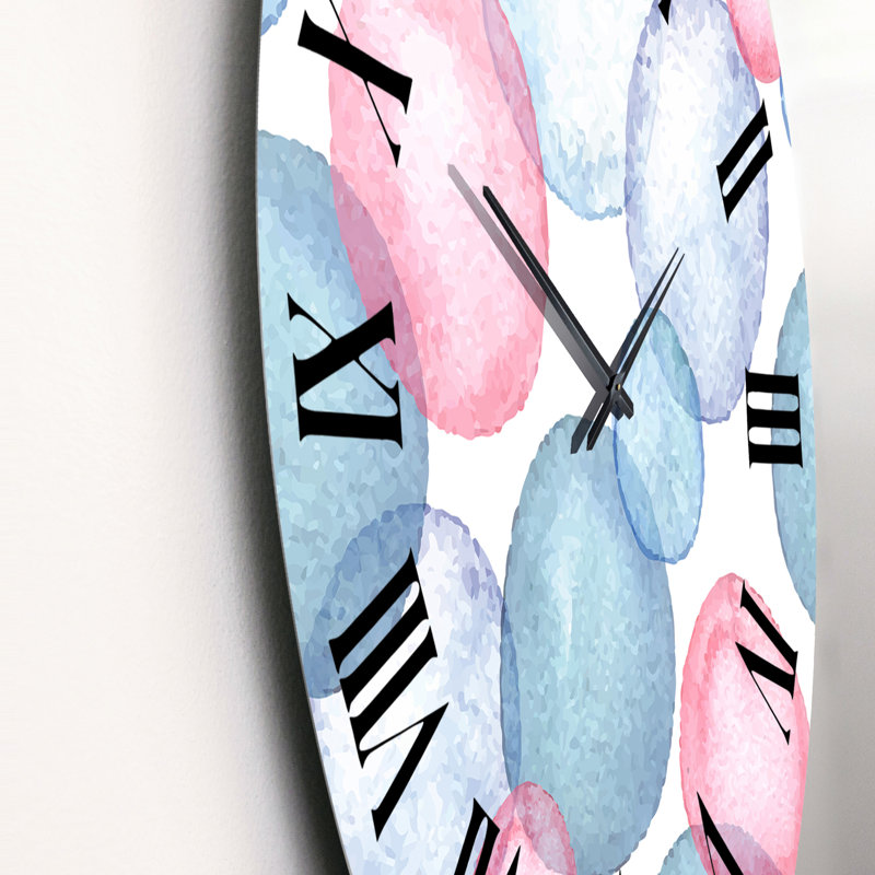 Bleu et rose - Horloge murale moderne, Grand