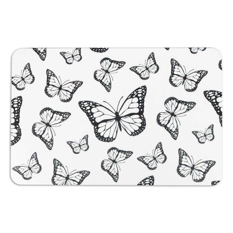 Non-Slip Bath Mat, White/Black