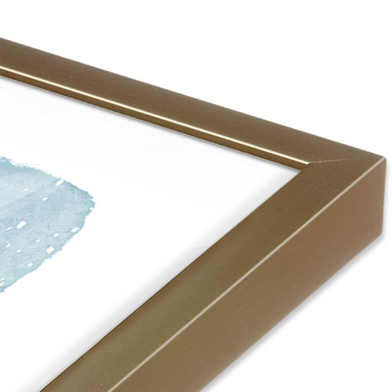 Imprimé hivernal d'hiver, H 13,75 po x l 13,75 po, Cadre simple en or brossé, bois massif