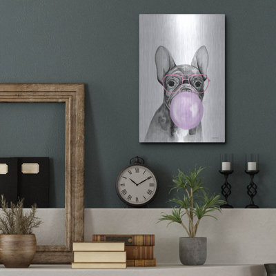  «Bubble Gum Puppy» par Rachel Nieman, art mural en métal, 12 po x 16 po