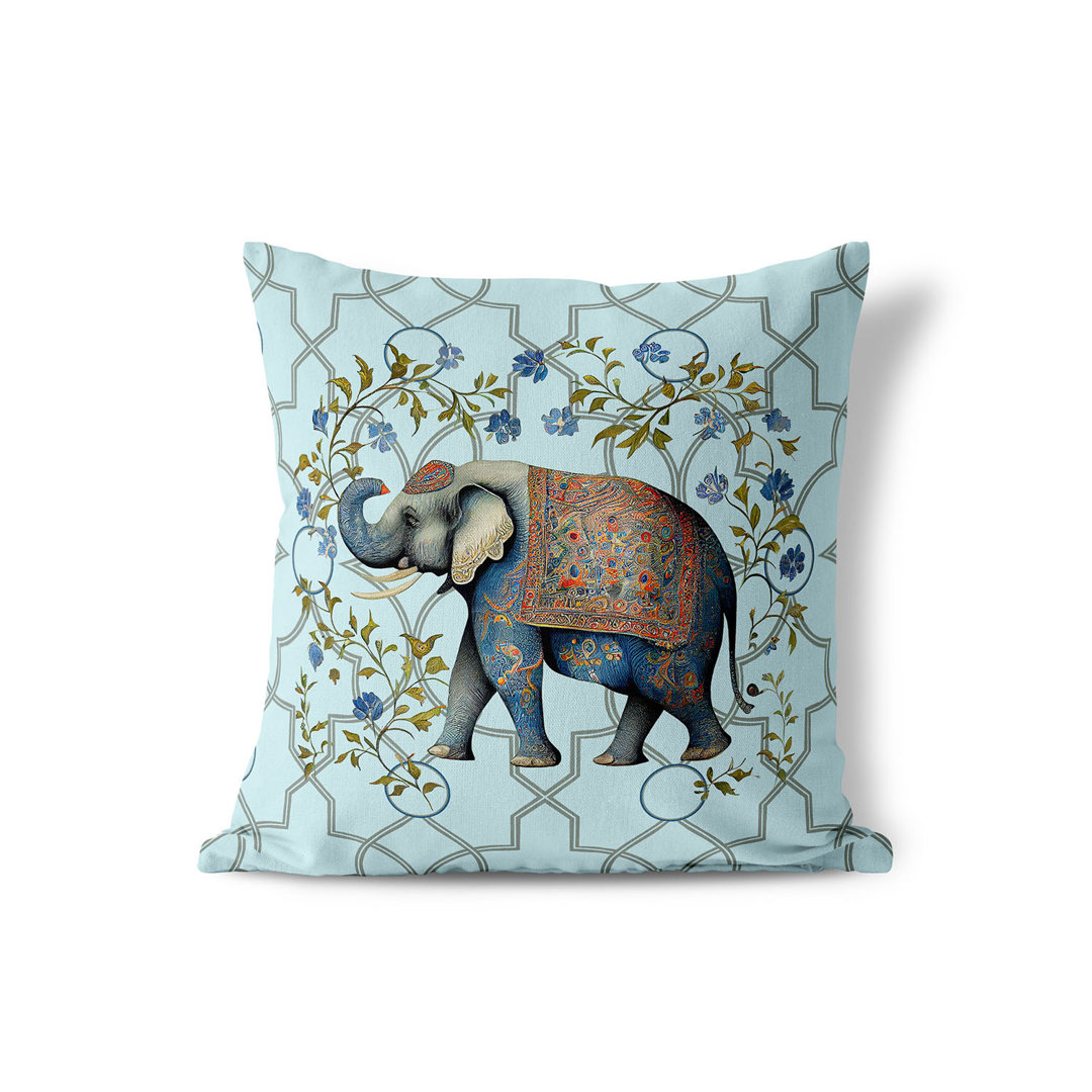 Elephant Moan Floral Square Cushion mit Füllung