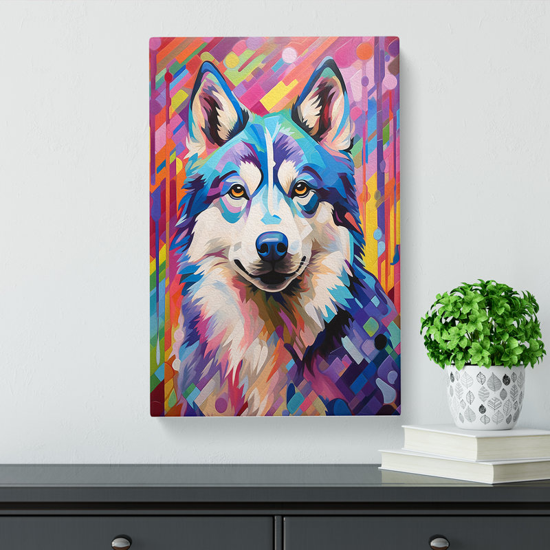 Husky Colour Field - Art Prints - Wrapped Canvas, 76cm H x 50cm W x 3cm D