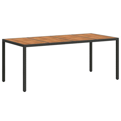 Table de jardin en rotin noir 74,8 x 35,43 x 29,53 po