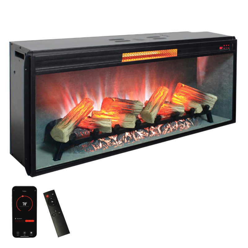 Uptown Infrared Electric Fireplace Insert Heater, Compatible with Alexa & Google Home, 17.7" H x 42" W x 8.2" D