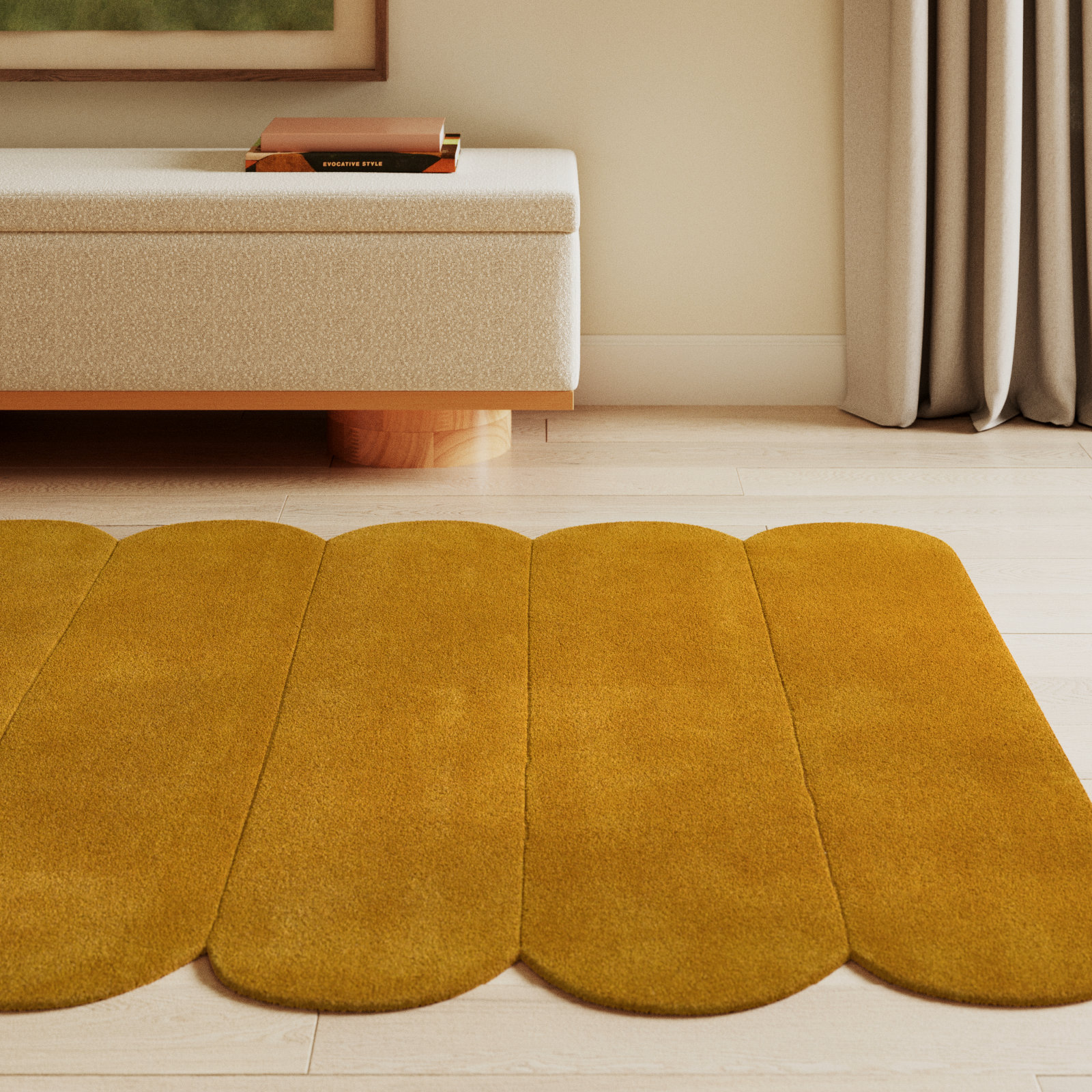 Dabria Orange Hand-Tufted Wool Rug, Rectangle 5' x 8'