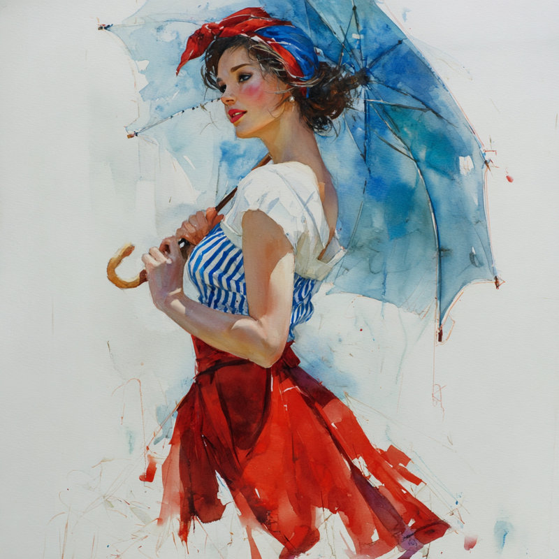 Art mural sur toile Parisian Umbrella, L 20 po x H 20 po x P 1,5 po