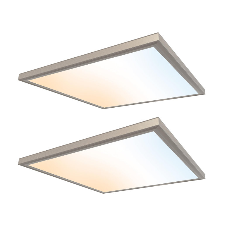 2X2 Ft Surface Mount Ceiling Light Panel – Slim, Edge Lit, Flush Mount Flat Panel, Brushed Nickel
