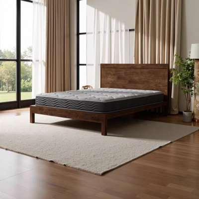 12 Inch Medium Firm King Hybrid Mattress with Pocketed Coils - Black and Gray