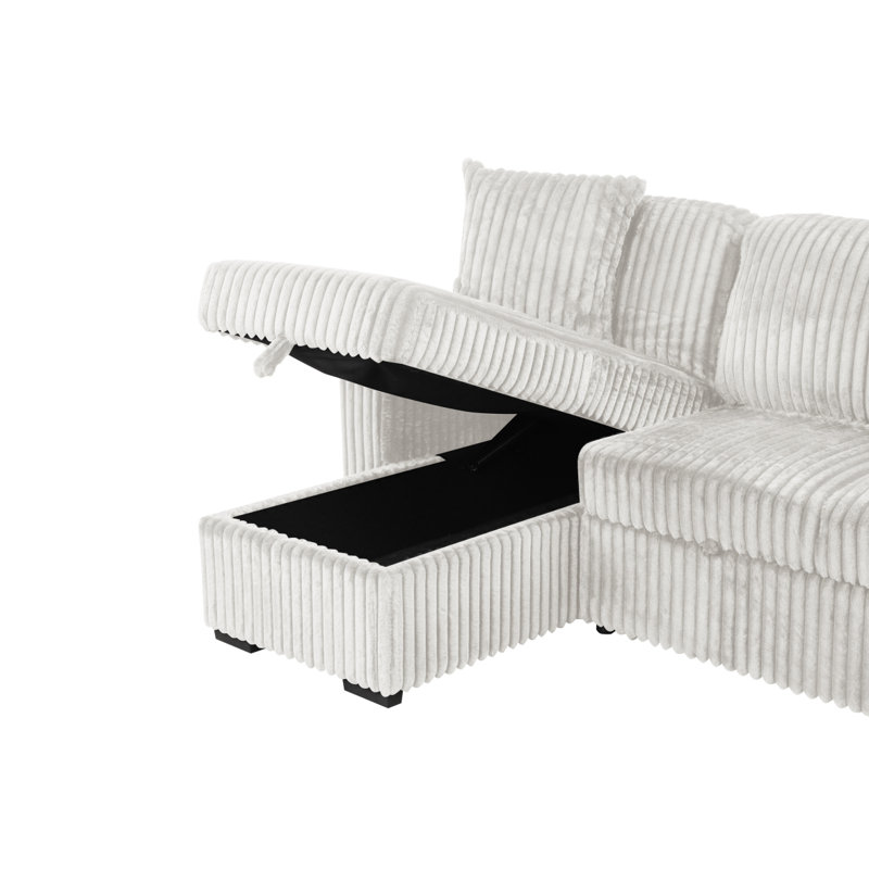 Canapé modulaire moelleux avec canapé-lit en tissu de velours (CA Warehouse Inventory), Crème, crème