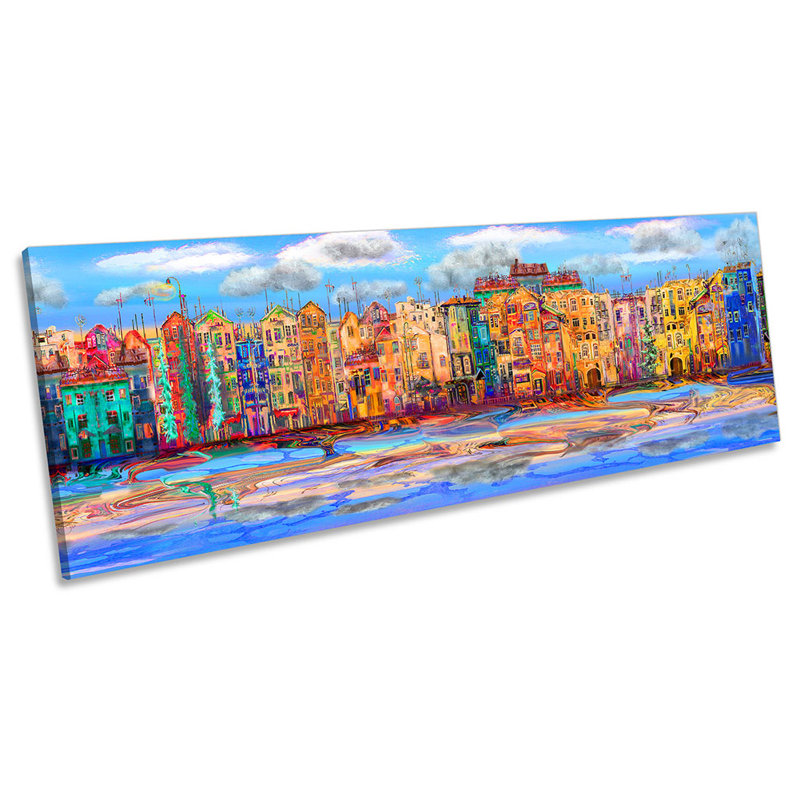 Modern City Skyline Repro - Wrapped Canvas Panoramic Print, 60.96cm H x 182.88cm W