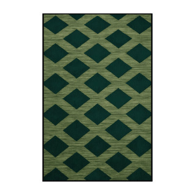 Tapis vert à carreaux lavable à la machine