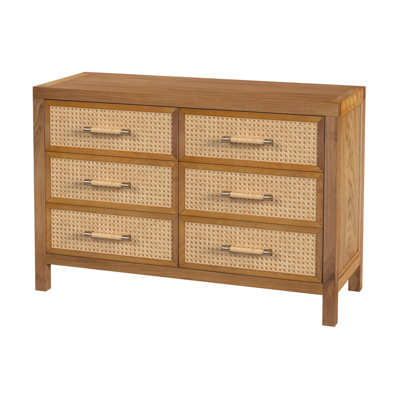 Mesa Cane and Solid Wood 6-Drawer Dresser