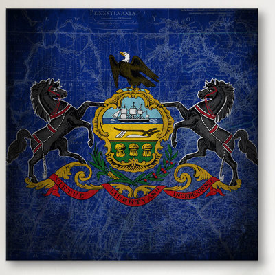 " Pennsylvania Flag, Grunge Map "