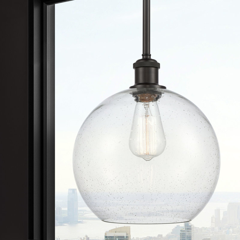 Luminaire suspendu sphère 1 lumière Baran, Grainé, Ampoule DEL 6 watts Vinage, Bronze huilé