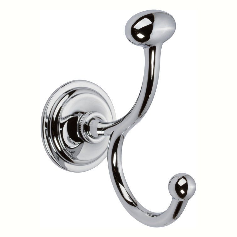 GINGER Double Robe Hook Polished Chrome and Brass