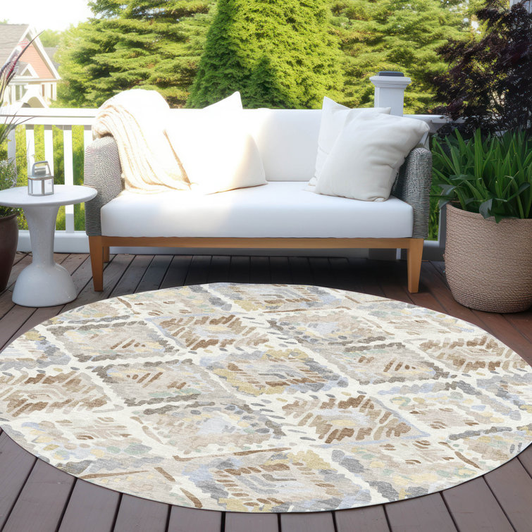 Machine Washable Indoor/Outdoor Christain ACN1330 Ivory Rug