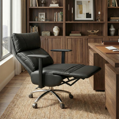 Modern Reclining Office Chair with Adjustable Headrest & Footrest – High Back 170° Executive Comfort in PU Leather, 420lbs Support