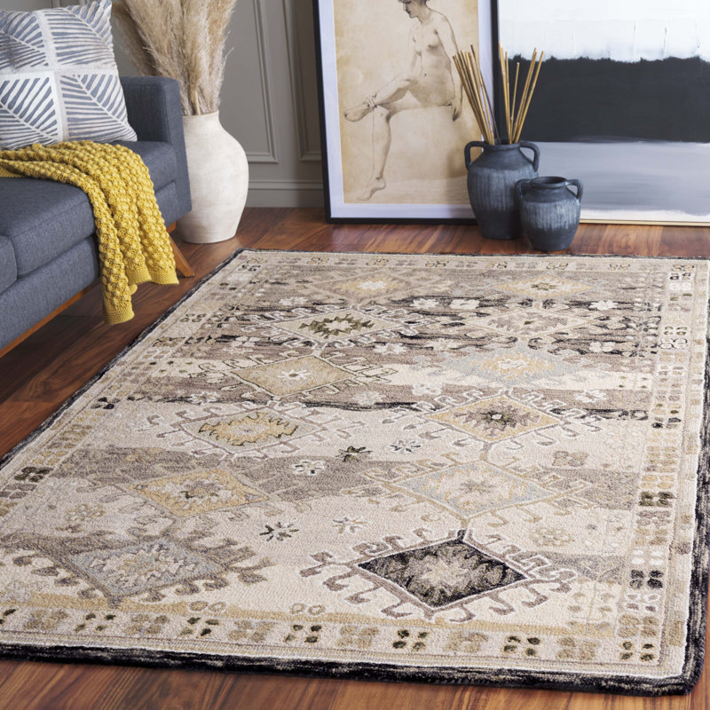 Annegrete Hand Tufted Wool Pile Southwestern Rug, Rectangle 5' x 8'