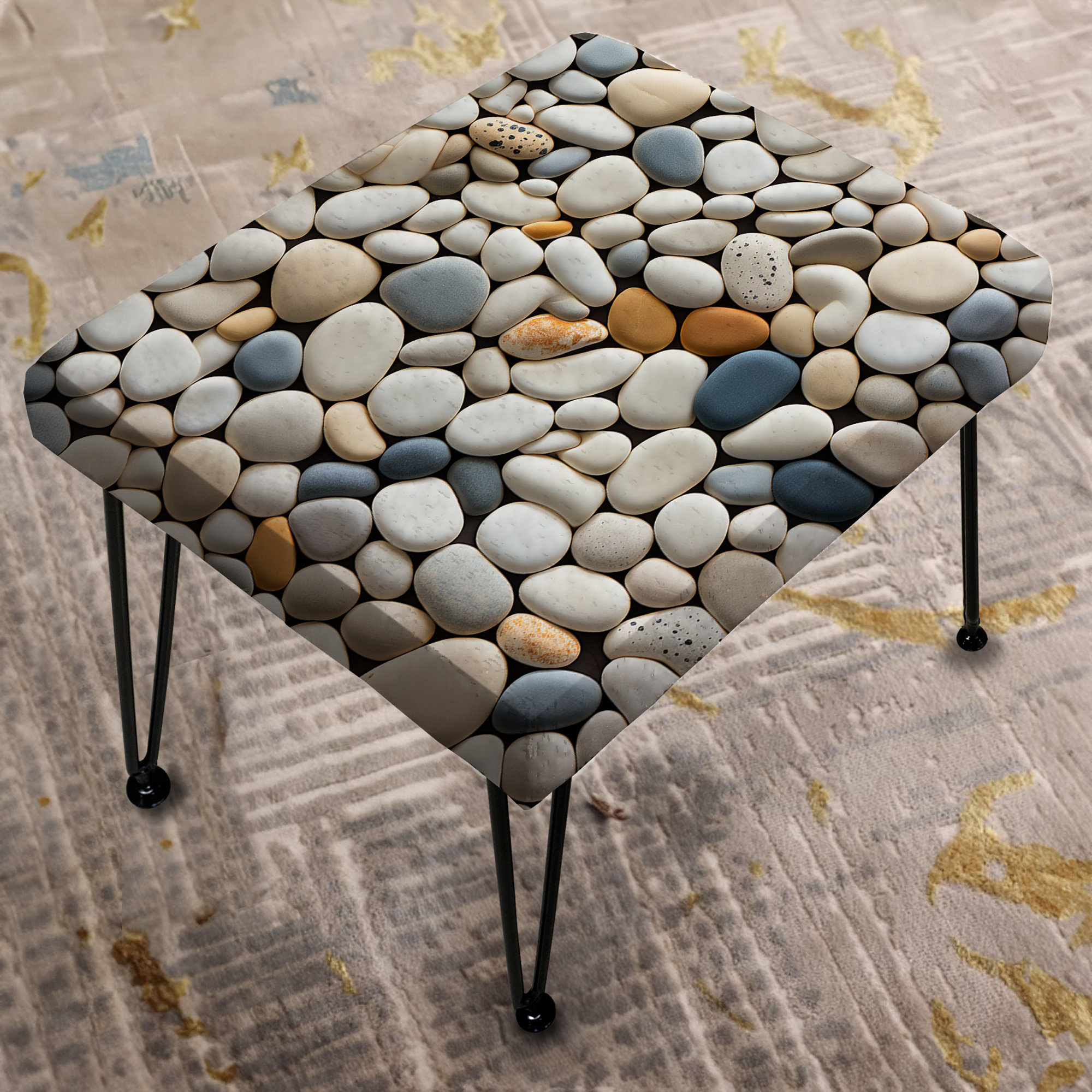 Design Art Pebble Mosaic Tropical Pattern - Tropical Rectangle Ottoman ...
