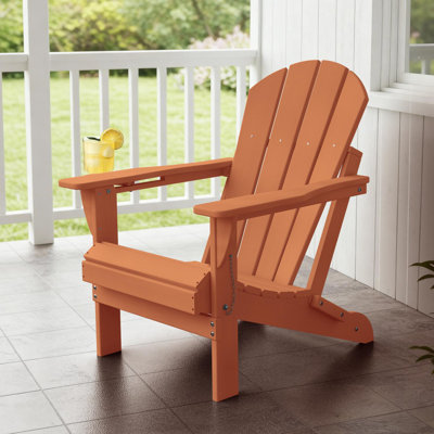 Hayfield HDPE Outdoor Foldable Adirondack Chair with Cup Holder Weather-Resistant 
