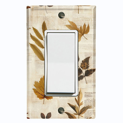 Metal Light Switch Plate Cover Standard Size 1 Gang GFI Rocker - Vintage Newspaper Foliage