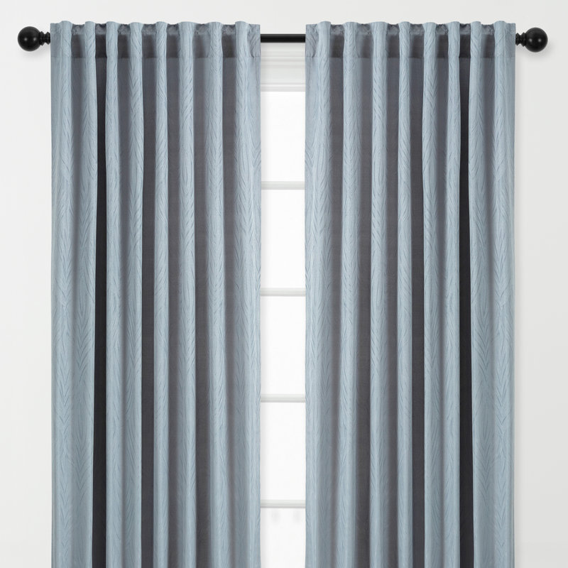 Solid Room Darkening Rod Pocket Single Curtain Panels, 52" W x 63" L, Dusty Blue