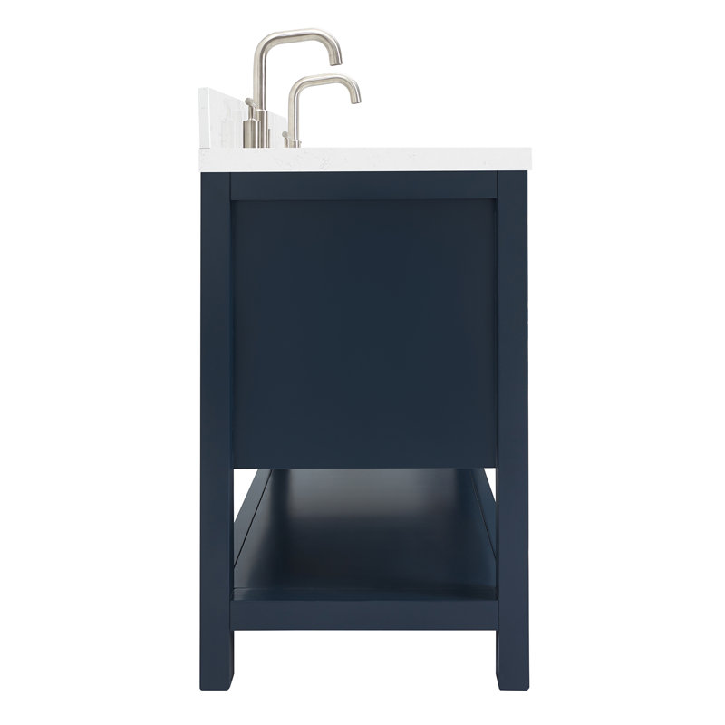 Meuble-lavabo double 72 po ARIEL Moille, Bleu minuit, Forme rectangulaire