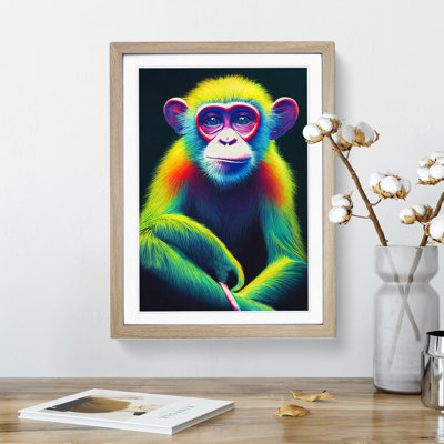 Neon Monkey No.3 - Wrapped Canvas Print