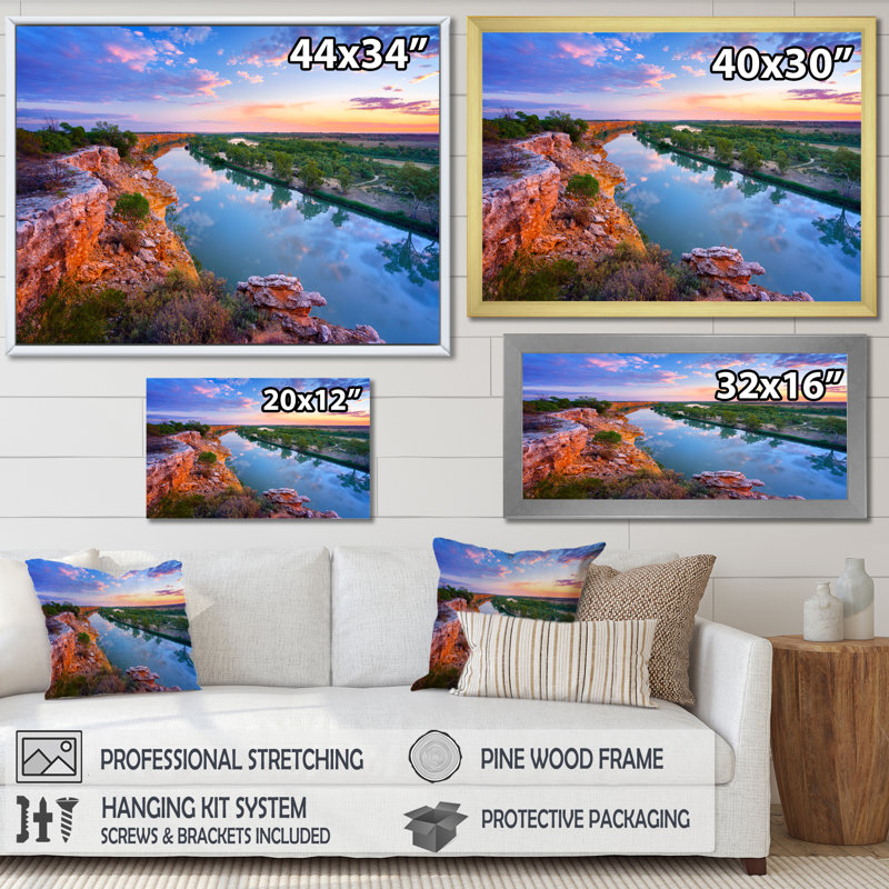 Murray River In Australie II, reproduction d'art sur toile, Cadre photo argenté, H 34 po x l 44 po x P 1,5 po