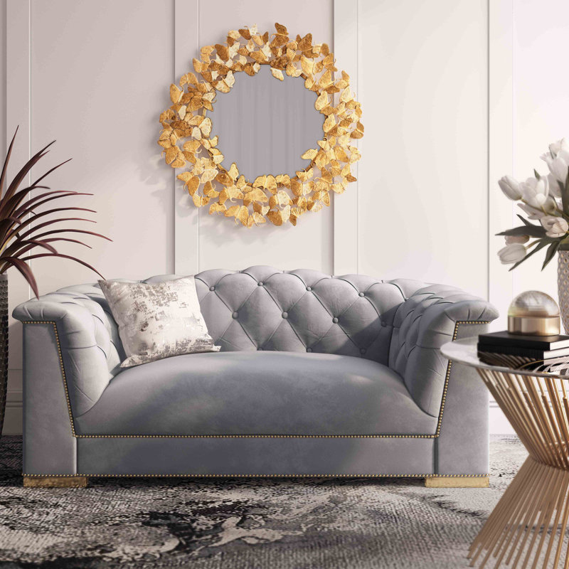 Canapé 92,1 po, Velours crème, H 29,9 po x l 68,5 po x P 35,4 po