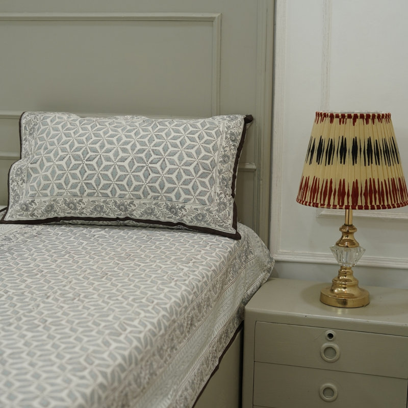 Fabdivine Pure Cotton Bedsheet Set – Handmade Bedsheet with Matching Pillow Covers – Premium Bedding, Shatkon,, Gray  Floral