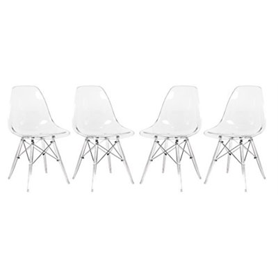 Culley Modern Acrylic Side Chair – Armless Transparent Accent Chair Lightweight Molded Plastic Seating for Dining Room, Kitchen, Vanity, Office, or Banquet