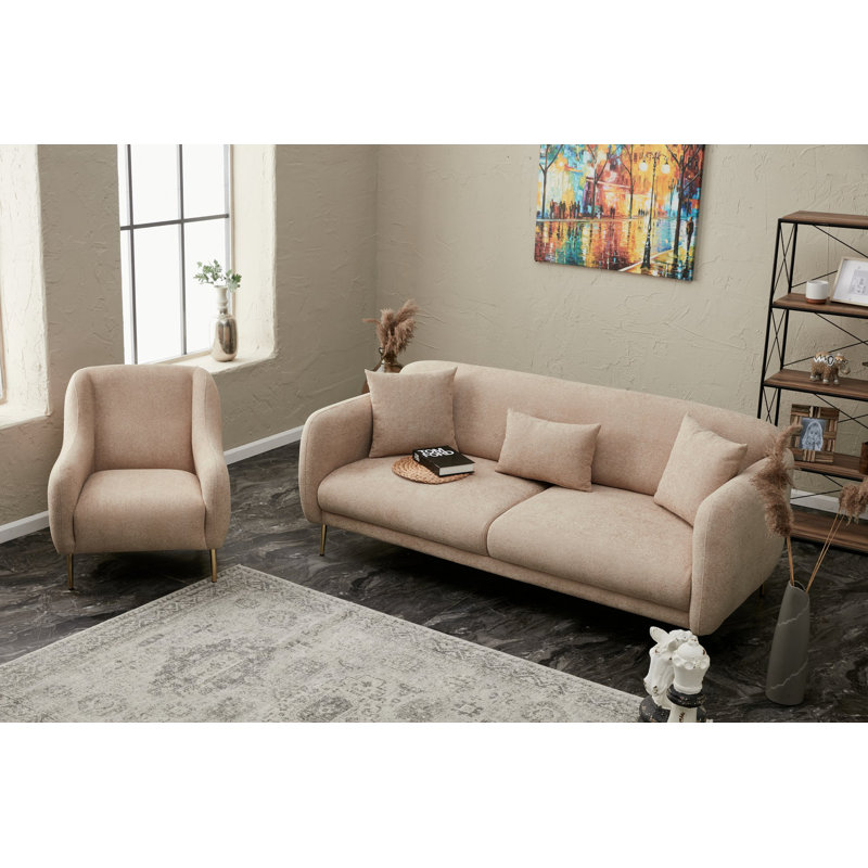 Darron 4 Seater Sleeper, Beige Gold