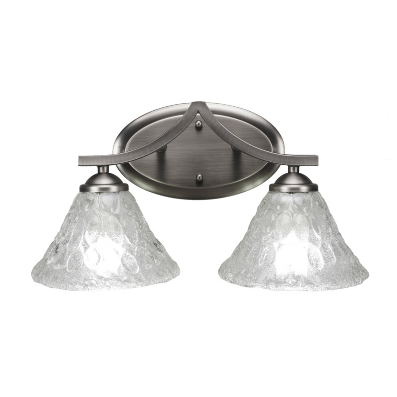 Zilo 2 Light Bath Bar Shown In Graphite Finish With 7" Blue Italian Glass, Frosted Crystal, Graphite