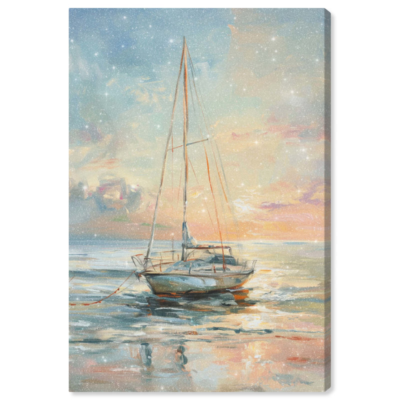 Bateau sur le rivage, Toile tendue, H 15 po x l 10 po