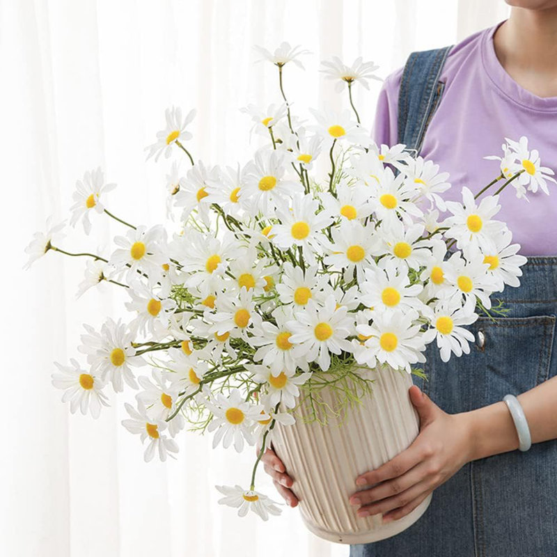 Bouquet de fleurs de 20 tiges, 19,7 pouces de camomille artificielle avec tige