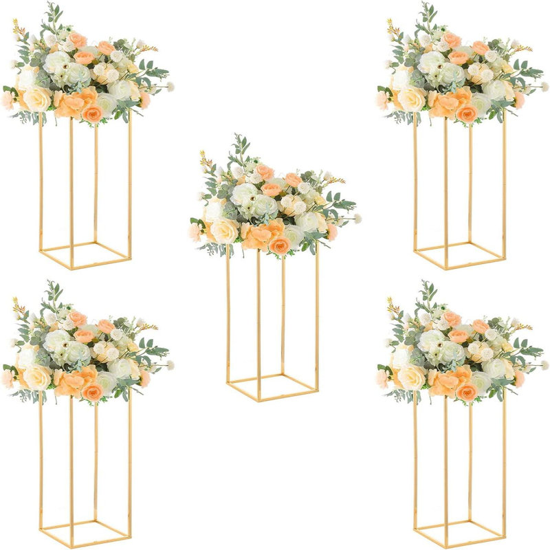 Support à fleurs doré de 60 cm (23,6 pouces) pour mariage, colonne en métal, support à fleurs pour arrangement floral