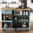 Grey Blue Rolling Kitchen Island With Storage. Soft-Close Hinges. 5*360 Rotation Wheels. Convenient Design Foldable Lockable Wheels And Shelf,-80178986
