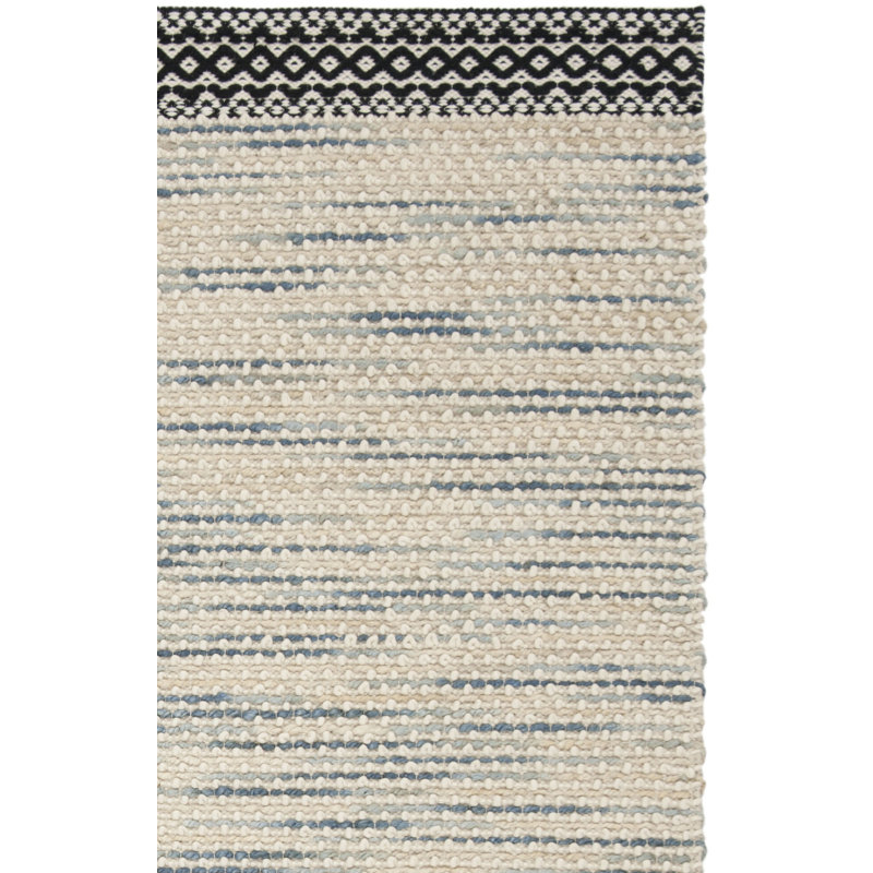 Tapis gris / noir en laine / coton tissé à la main Pocklingt, Rectangle 2 pi x 3 pi
