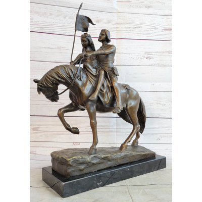 Bronze Figure Sculpture of a Couple on Horseback by Julius Schmidt-Felling
