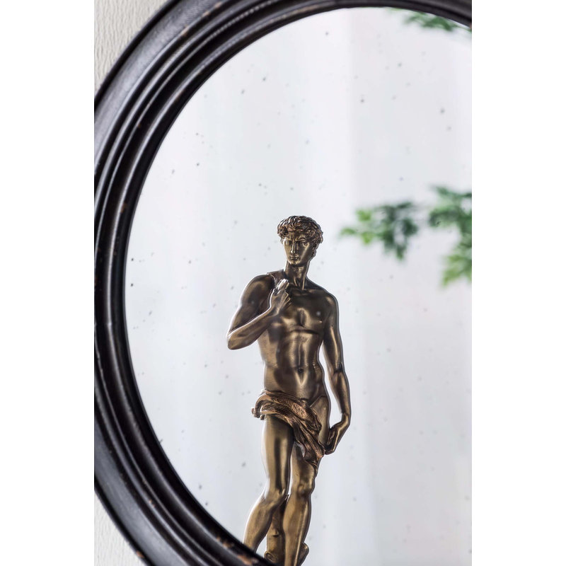Miroir mural rond 23,5 "avec cadre en bois noir, miroir décoratif classique antique, pour salon, vestibule, salle de bain, bureau