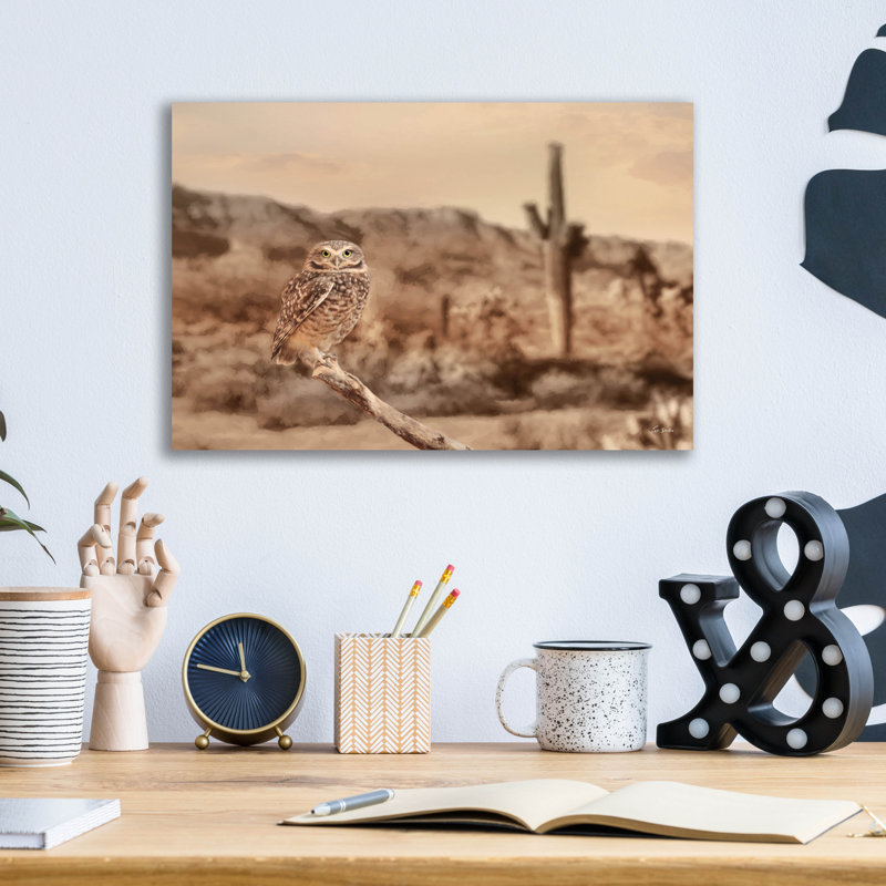 «Desert Owl» par Lori Deiter, H 12 po x l 16 po x P 0,13 po