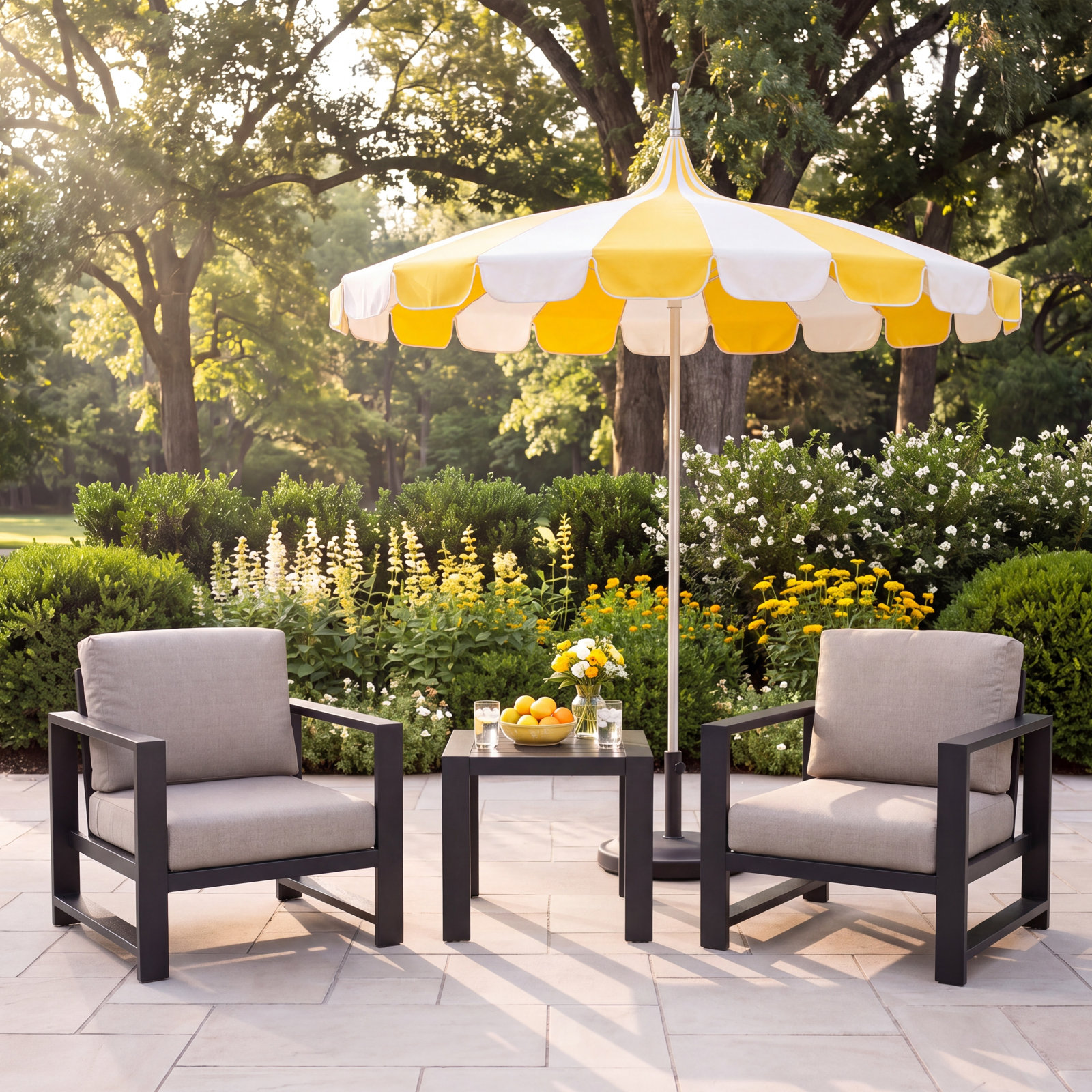 Dulcie 2-Person Sunbrella® Patio Seating Group, Cast Silver Sunbrella®