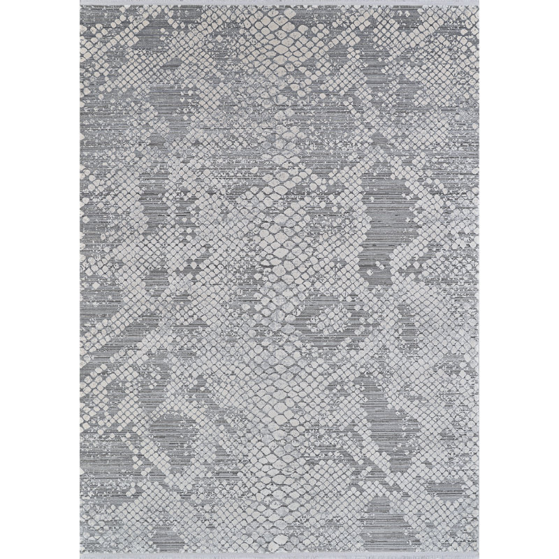 Tapis floral gris ivoire, Rectangle 7 pi 10 po x 10 pi 5 po