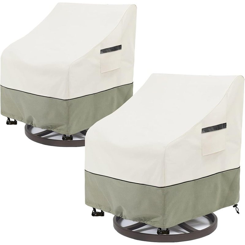 Outdoor Swivel Lounge Chair Cover 2 Pack,100% Waterproof Heavy Duty Outdoor Chair Covers,(33 W X 35 D X 38.5 H Inches) Patio Furniture Cover For Swivel Patio Chair,White&Grayish Green