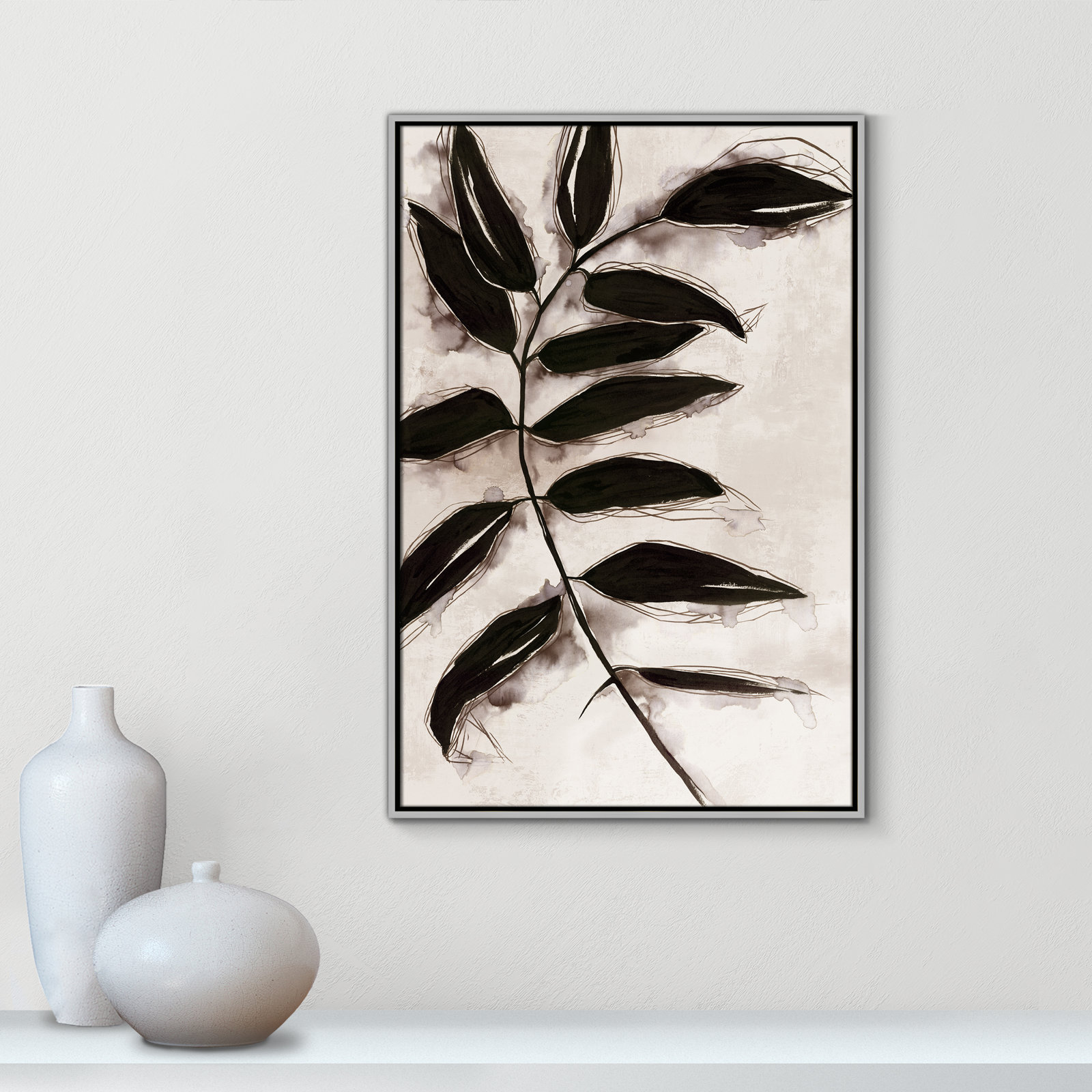 Leaves "Leaves II" Print, 37.5" H x 25.5" W x 2" D, Silver Framed