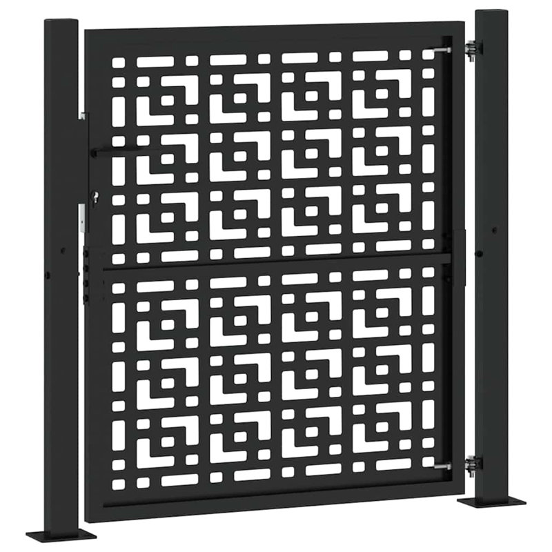 Porte de jardin vidaXL noire en forme de croix 105 x 106 cm, H 3,57 pi x l 3,53 pi, Noir