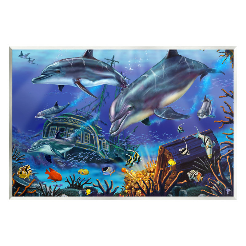 Au-488-Giclée sous-marine naufrage et trésor par Interlitho, peinture, L 11 po x H 14 po x P 1,5 po
