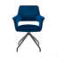 Chaise d'appoint de salle à manger Devora en velours bleu avec finition noire-14935605