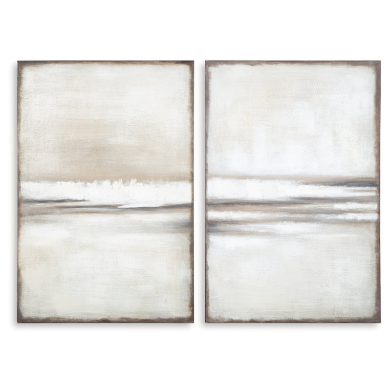 Beige and Light Brown Abstract Canvas Wall Art Set